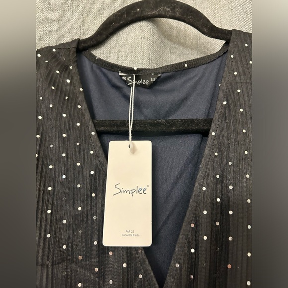 Women's Sexy V Neck Short Sleeve Maxi Sequin Gown Evening Dress with Slit Medium - Picture 9 of 9